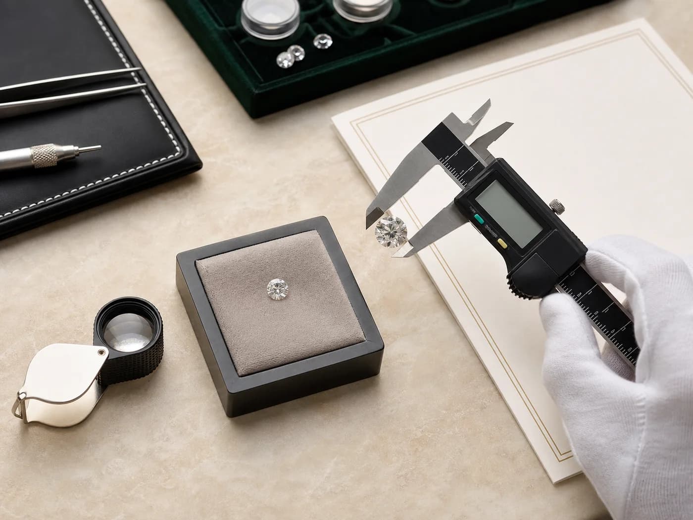 Illustrative laboratory-grown diamond measurement and verification workspace